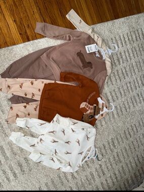 Kids 4-Piece Giraffe Print Pajama Set - Brown & Cream